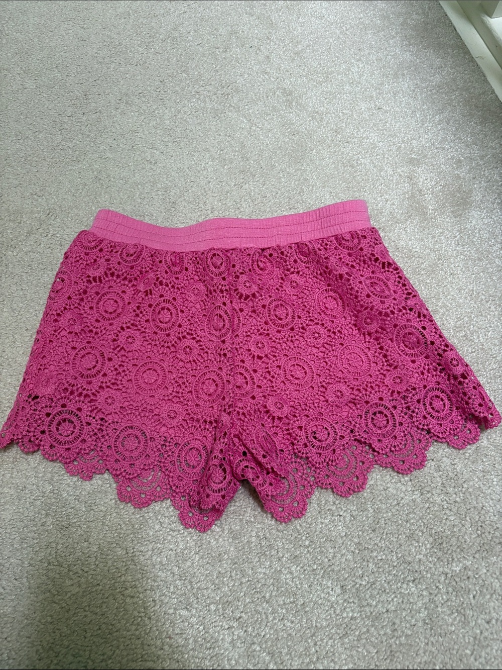 Design History Girls Pink Crochet Lace Shorts